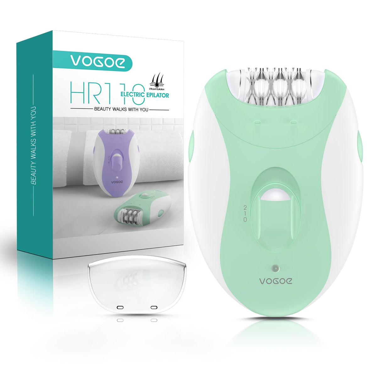 VOGOE Depiladoras Para Mujeres Con 21 Pinzas Y Luz Led, Depiladora Inalámbrica De 2 Velocidades Para Mujeres, Depiladoras Eléctricas Recargables Para Brazos Y Piernas, Verde Hr110