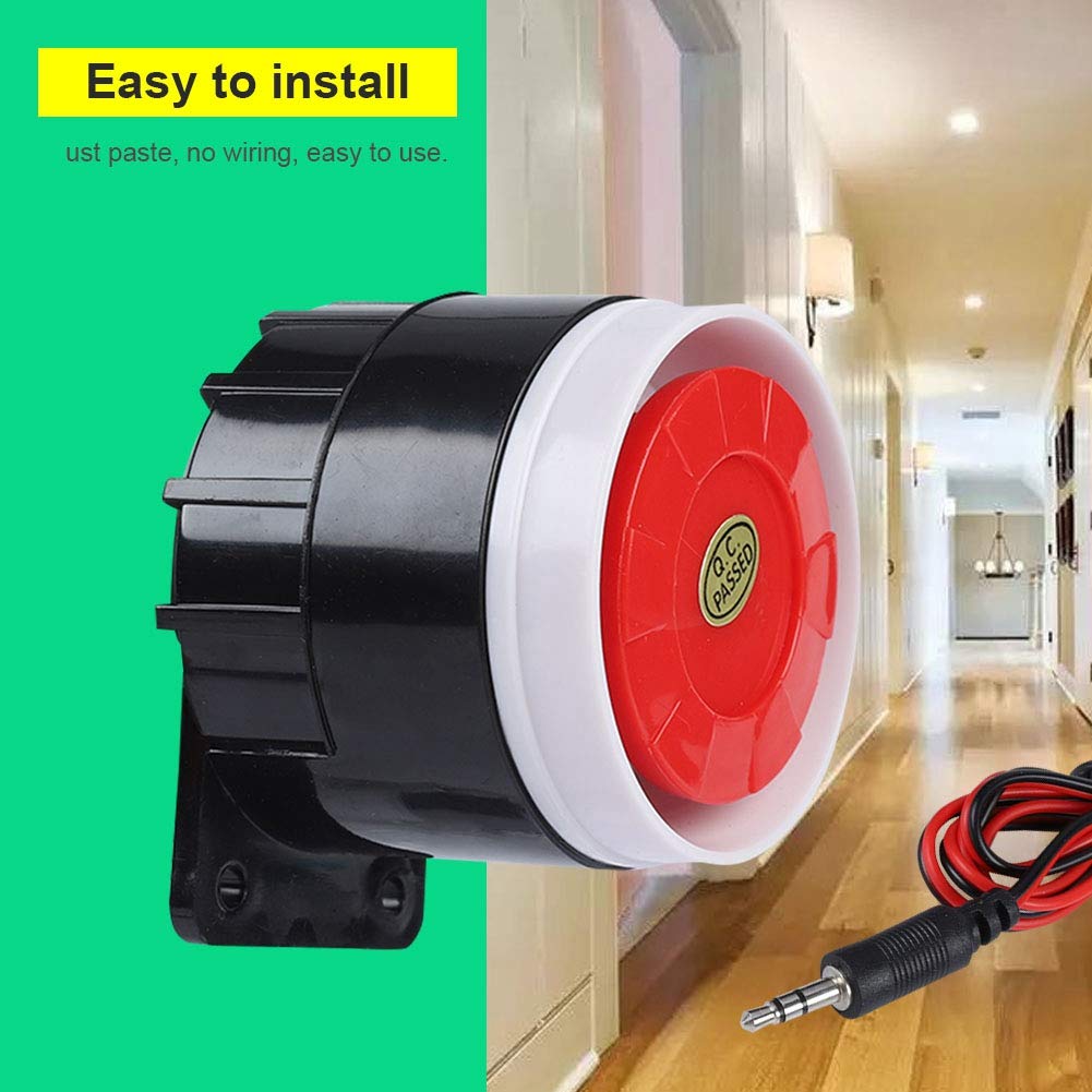 Mini Sirena de Alarma Zopsc Rojo 12V 120dB con Cable para la Seguridad del Hogar
