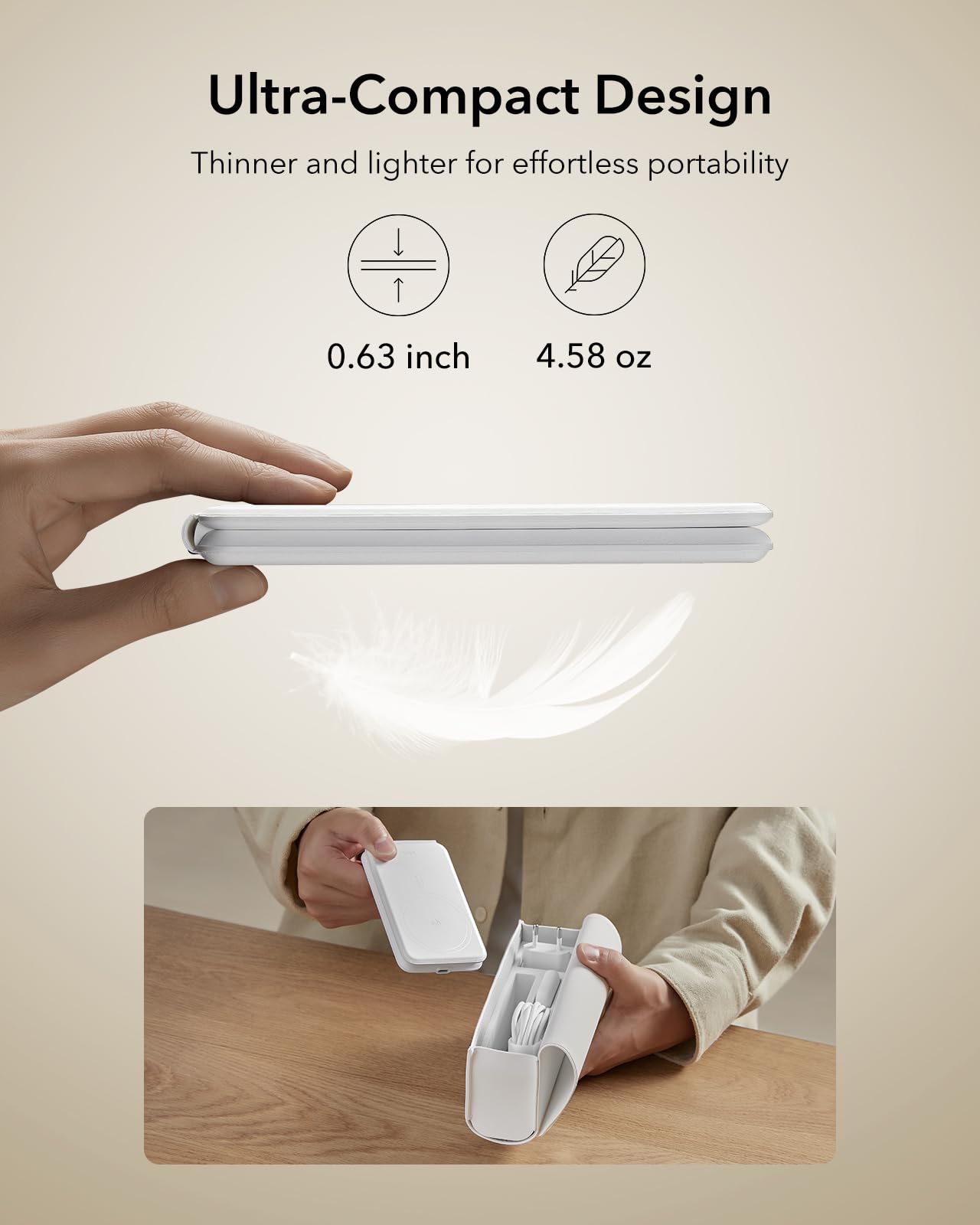 Estación de Carga 3 en 1 ESR Blanco con Cargador MagSafe Qi2 de 15W para Apple