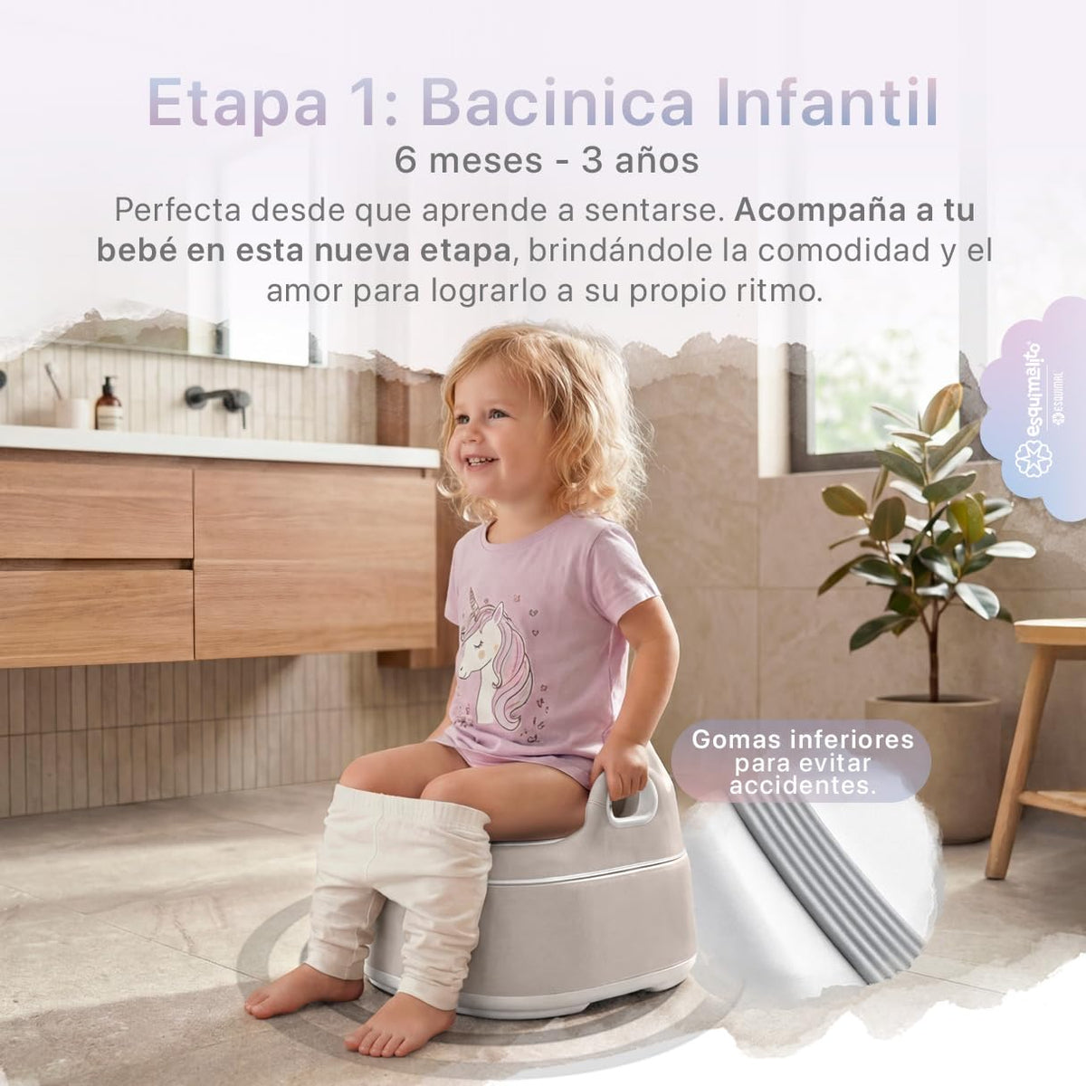 ESQUIMAL Bacinica 3 en 1 Baño Entrenador Niño y Niña Asiento WC Beige