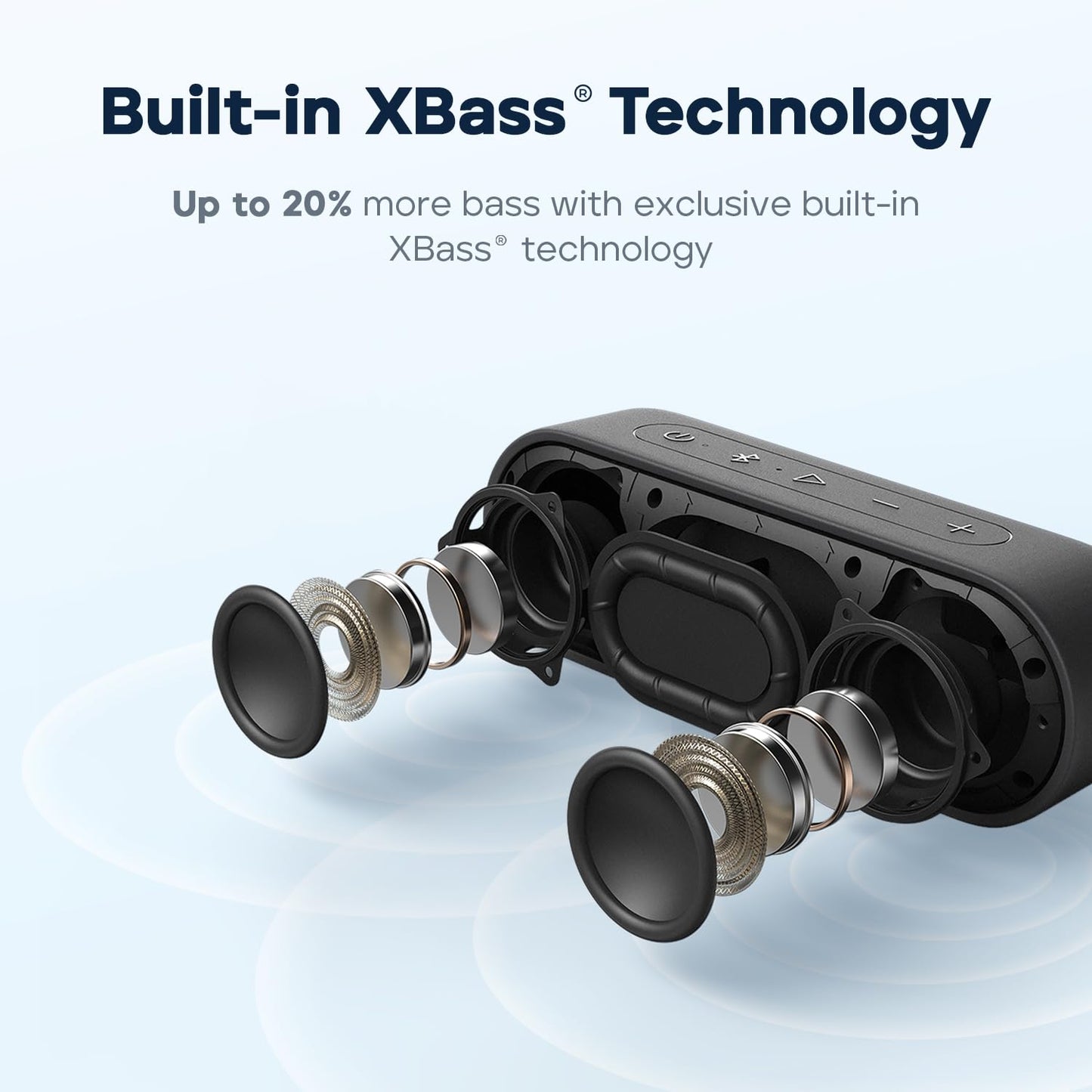Tribit XSound Go Bocina Bluetooth portátil de 16 W con Sonido estéreo,Graves Ricos,Resistente al Agua IPX7, 24 Horas, Alcance Bluetooth de 20 m y micrófono para Fiestas al Aire Libre (Negro)