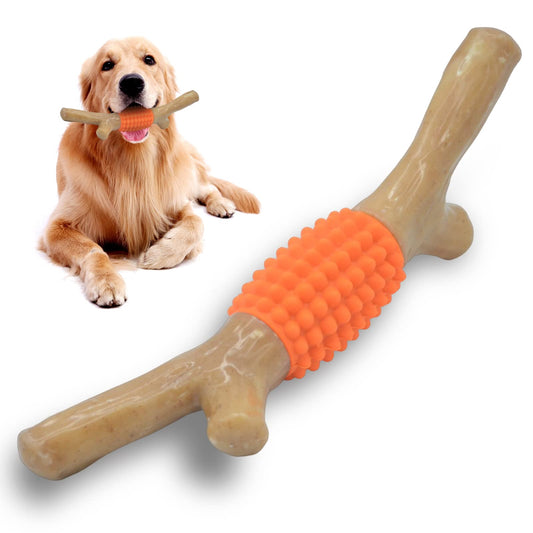 Juguete masticable para perros para masticadores agresivos, palo de dentición de goma de nailon resistente para perros grandes y medianos (madera de arce real)