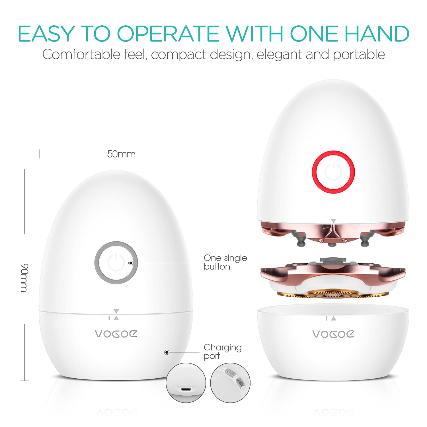 Afeitadora Eléctrica VOGOE Rosa Cuchilla Flotante 3D Recargable para Mujer