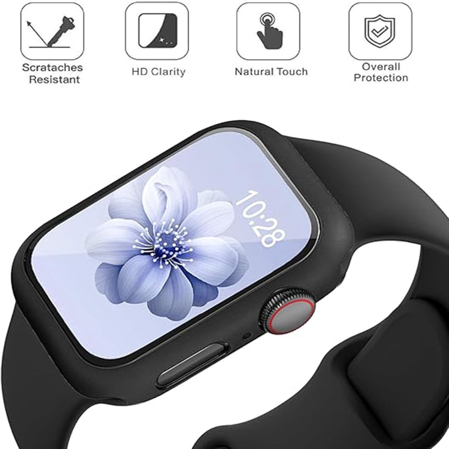 Correa y funda Compatible con Apple Watch Correa 42mm 40mm 44mm 41mm 45mm, Protección Completa, correa impermeable de silicona con funda combinada compatibles con iWatch SE 6 5 4 3 2 1 (Negro, 40mm)