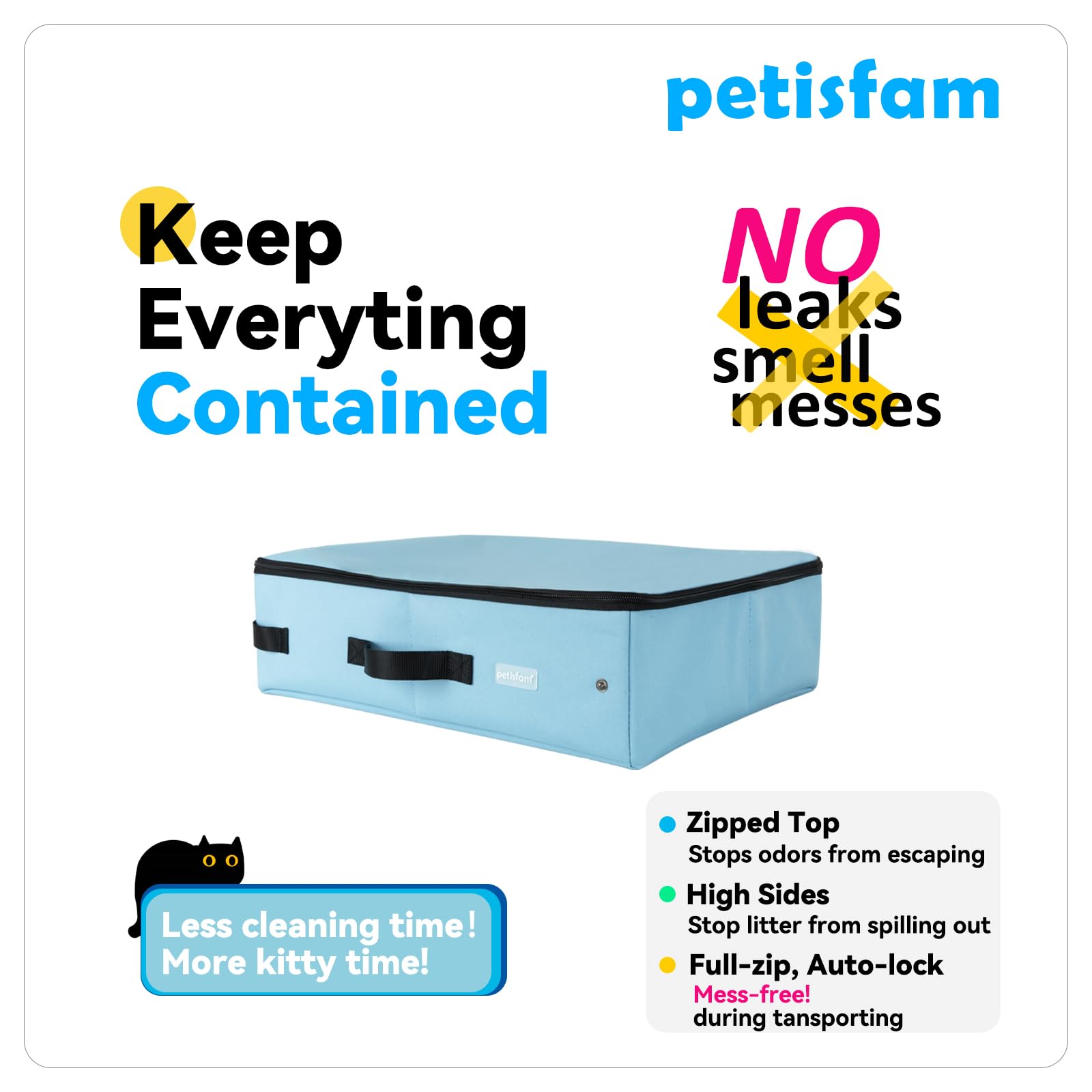 Caja de arena portátil para gatos para un fácil viaje con gatos medianos, grandes o múltiples, fácil de llevar, resistente, plegable para un fácil almacenamiento