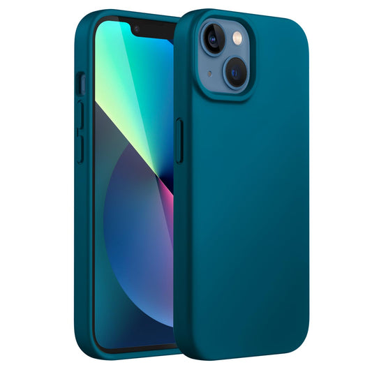 JETech Funda de Silicona para iPhone 13 Mini 5,4 Pulgadas, Carcasa Protectora de Cuerpo Completo con Tacto Suave y Sedoso, Cubierta a Prueba de Golpes con Forro de Microfibra (Azul Verde)