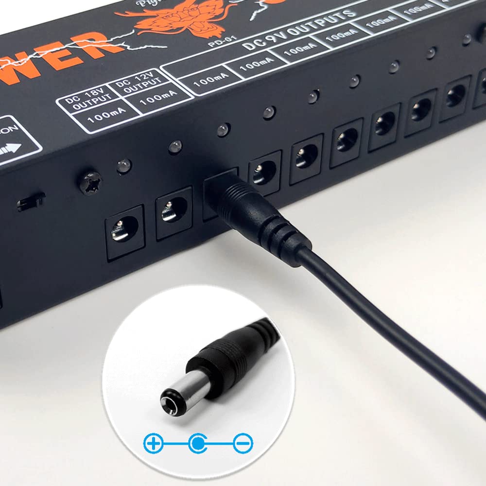 Godtone - Paquete de 4 cables CC para pedal de efecto de guitarra, 5,5 mm x 2,1 mm, cable de alimentación macho a macho (4 cables de alimentación)