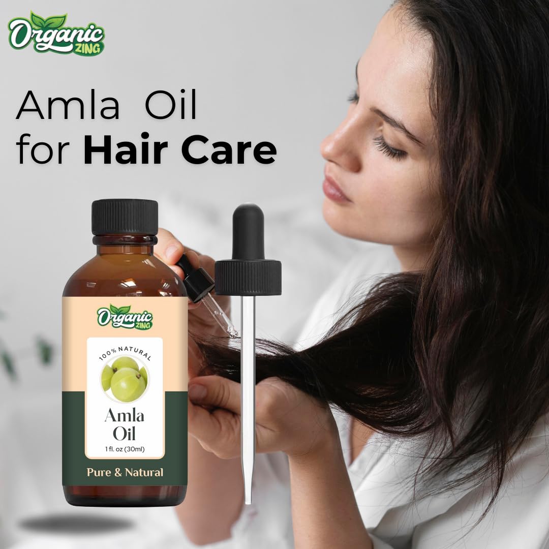 Organic Zing Amla Oil for Pure & Natural for Skin, Face, Hair Care, Aroma & Massage - 30ml