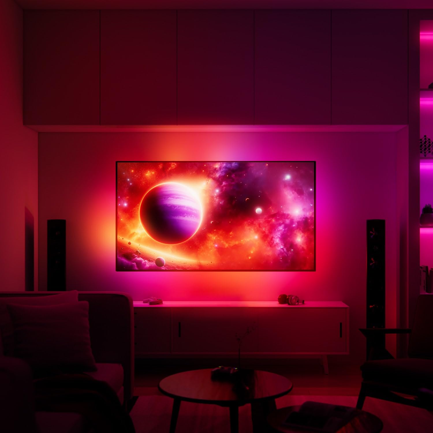 Fancy LEDs Sync Box - Caja de sincronización de retroiluminación ambiental para TV, HDMI 2.0, todos los tamaños de TV, LED de lujo (70 a 90 pulgadas)