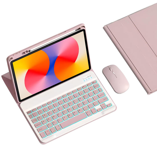 Funda con Teclado GYSDCAZ Pink Desmontable Retroiluminado para Huawei Matepad SE 11 Pulgadas