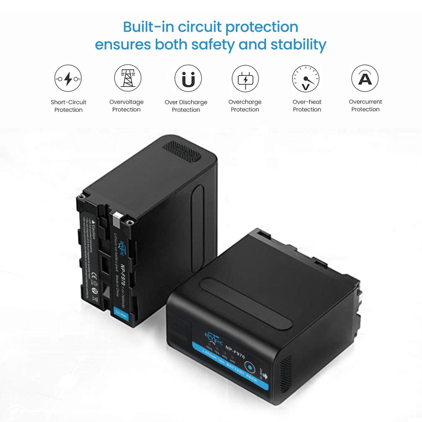 Batería Compatible Sony Negro 7800 mAh con Cable Micro USB para Cámara LED y Luz de Vídeo
