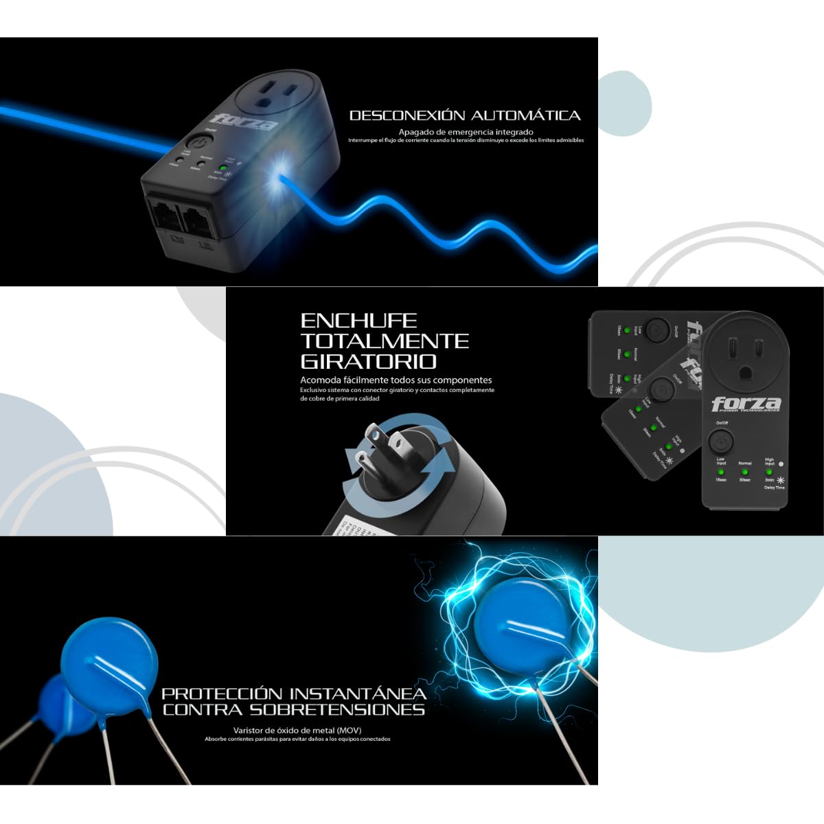 Protector de Voltaje Forza 350° RJ45 120V