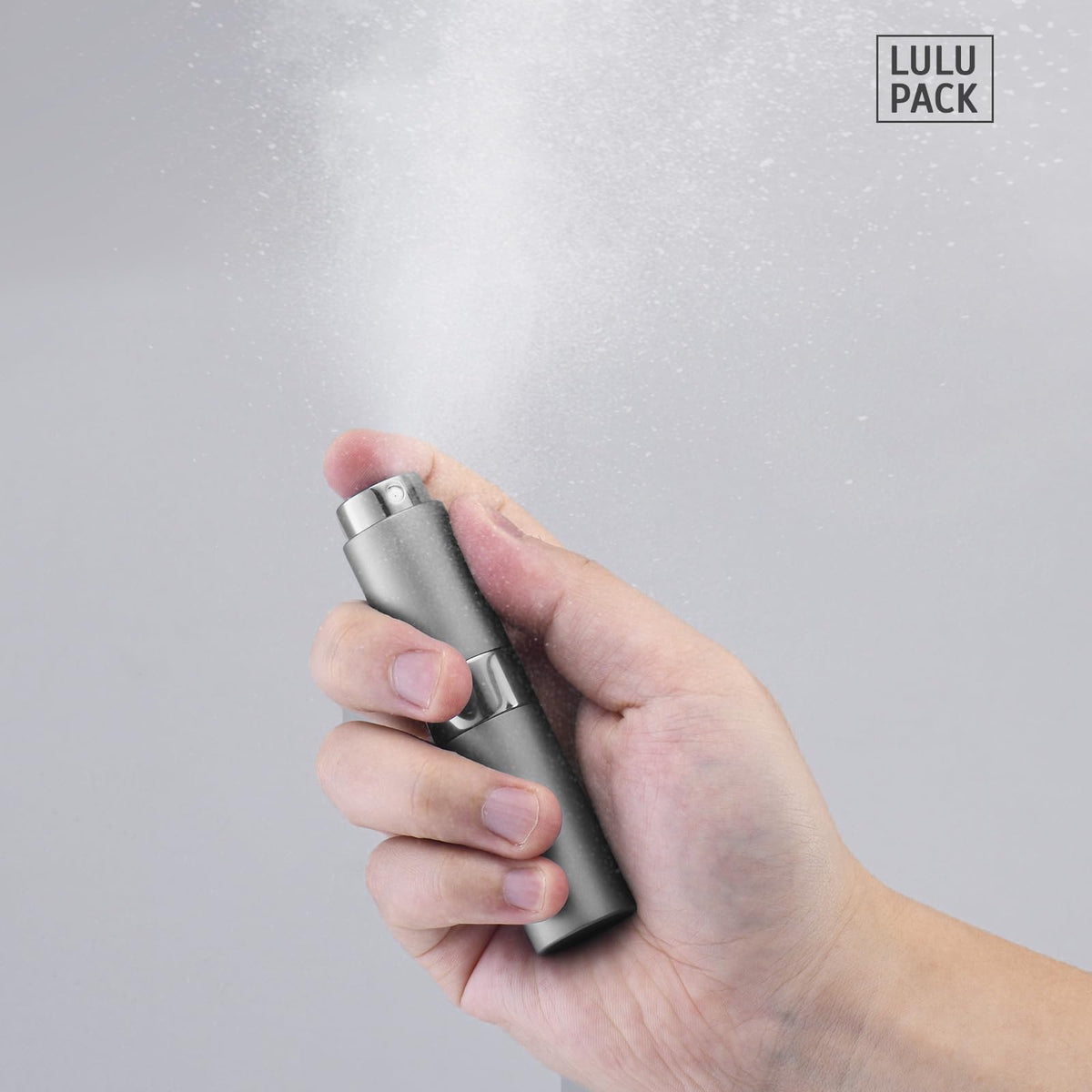 Lulupack - Atomizador de perfume de 10 ml (3 unidades), botella de aerosol de colonia, pulverizador portátil recargable de viaje (negro, plateado, gris)