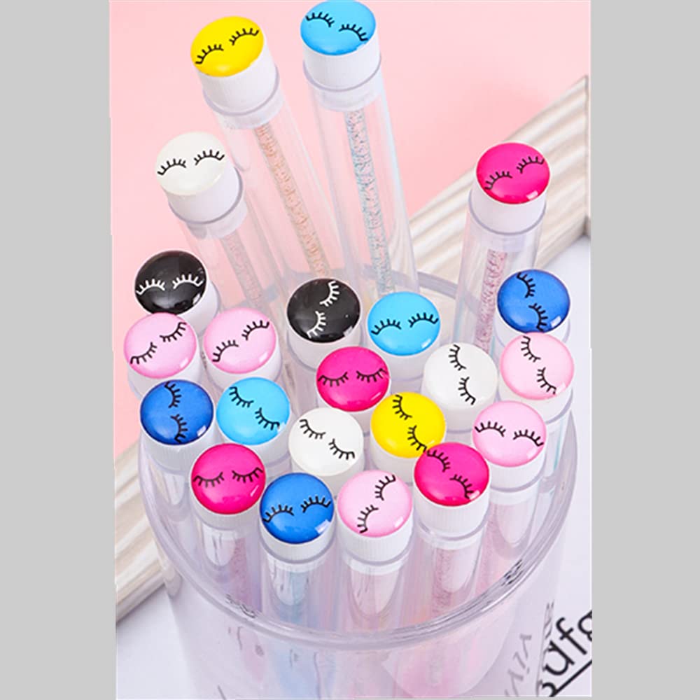 Ipien 60 pinceles desechables de pestañas negras con patrón de pestañas, cepillos de pestañas de diamante, bobinas de maquillaje, varita de rímel en tubo sanitario suministros de pestañas
