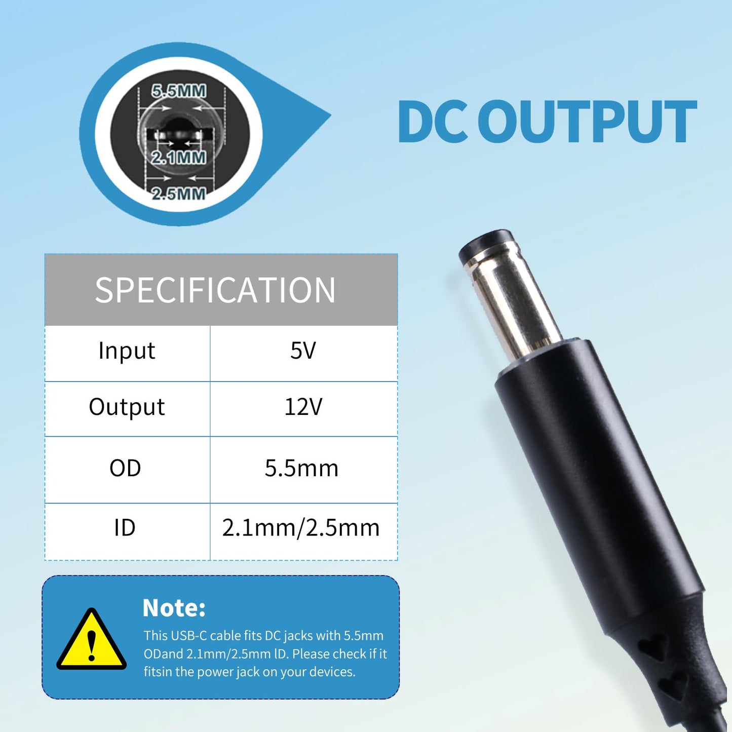 SYGGDERS - Adaptador de corriente USB-C para carriola de bebé, DC5521 a USB-C12V, solo soporta puerto para encendedor de cigarrillos, no soporta monitor ni cámara (6.56 pies)