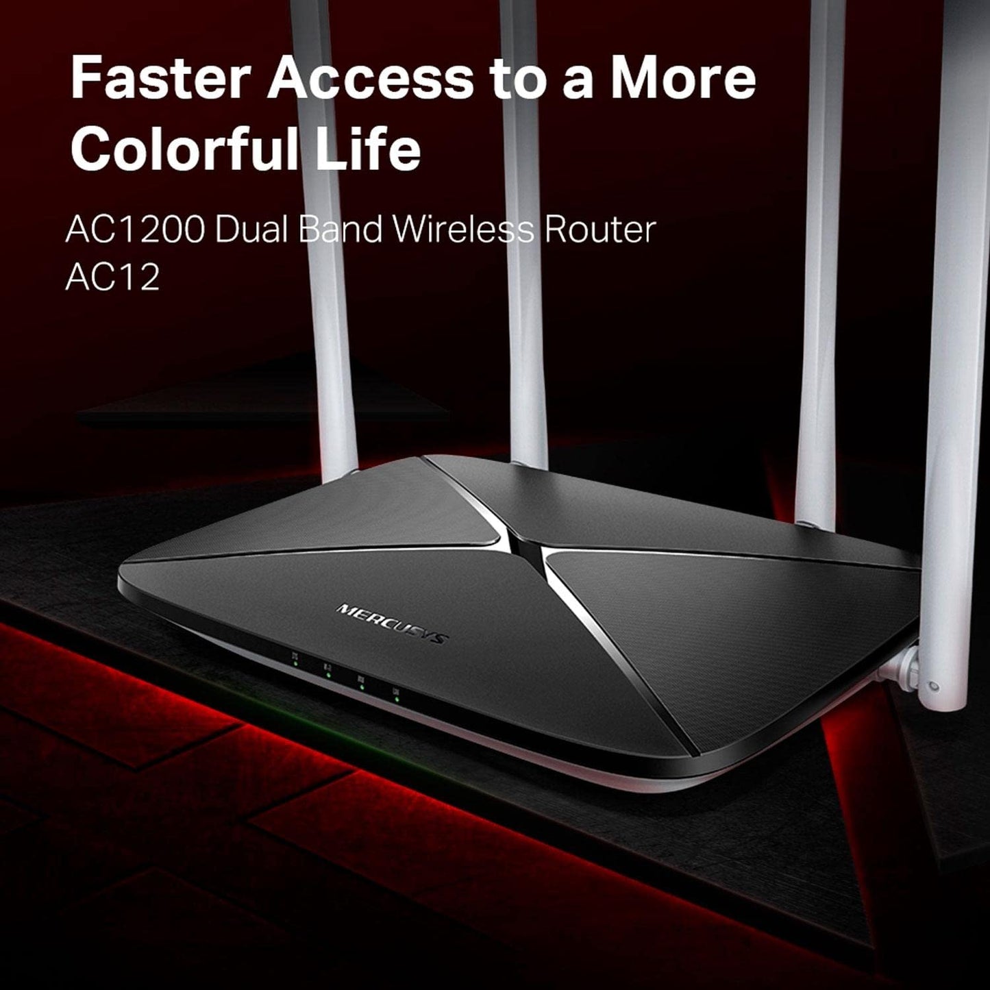 Router Inalámbrico Mercusys Negro Banda Dual 1200Mbps 4 Antenas Fijas