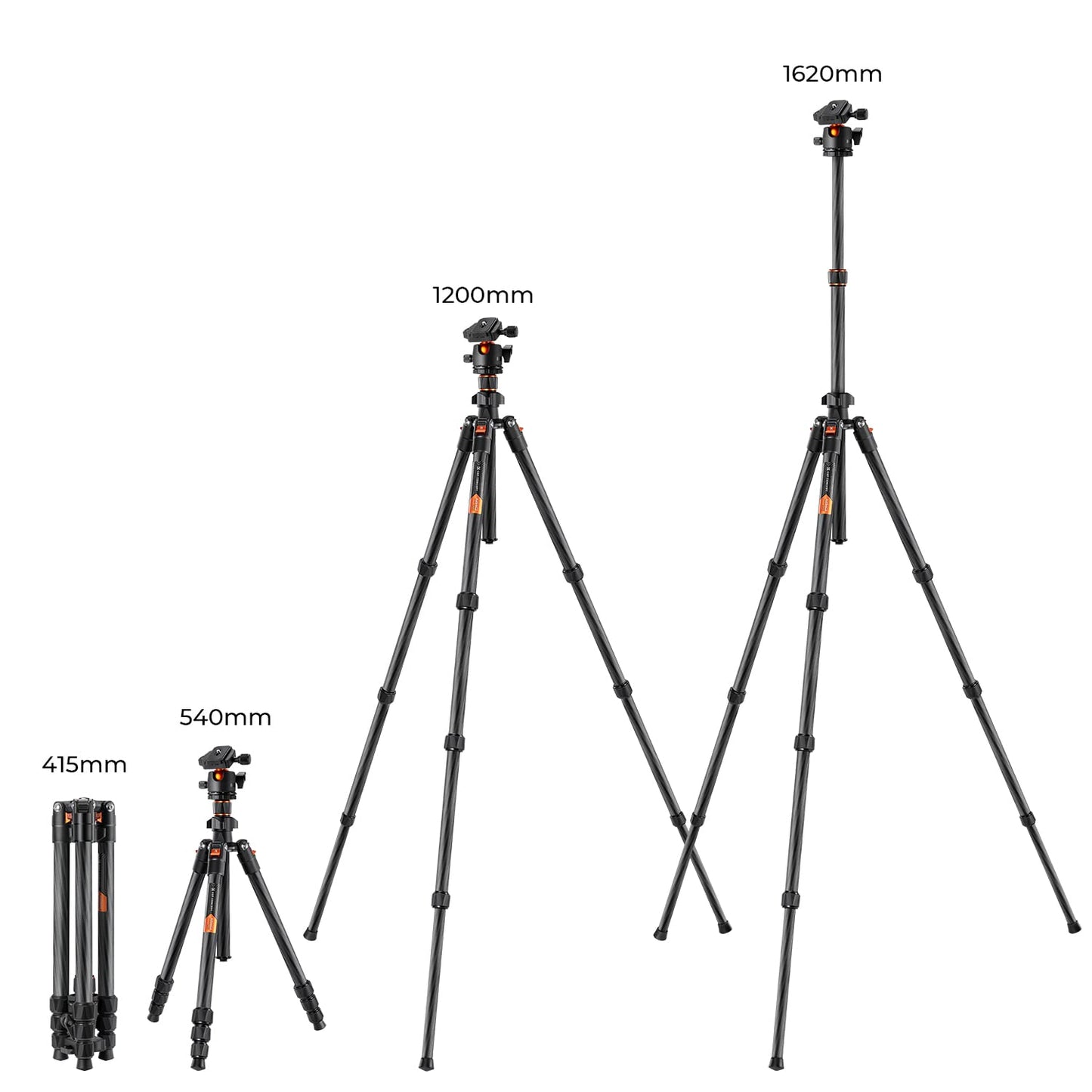 Tripie K&F Concept Fibra de Carbono Cabezal 360° Tipo Arca