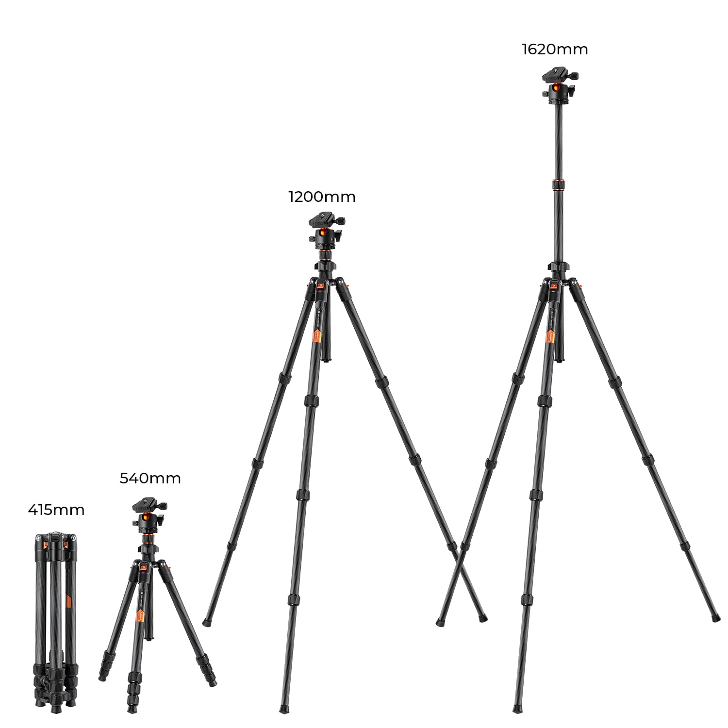 Tripie K&F Concept Fibra de Carbono Cabezal 360° Tipo Arca