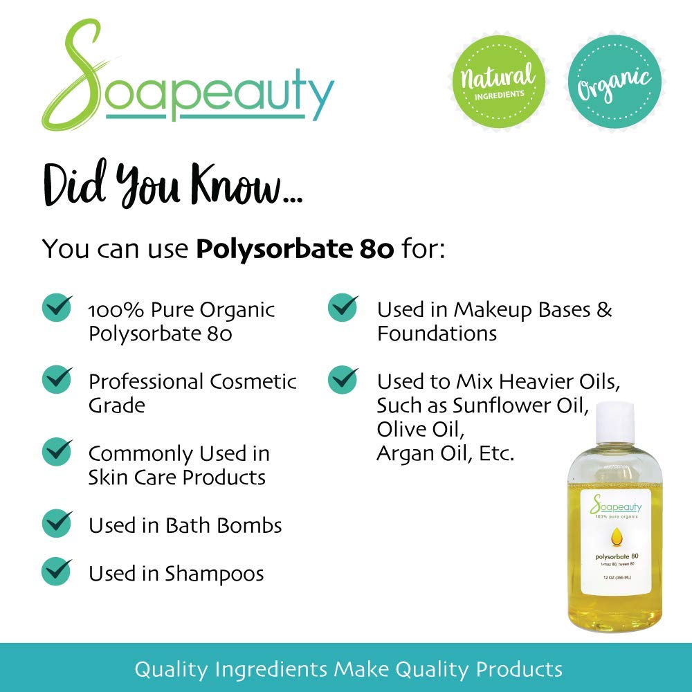 Solubilizador y Emulsionante Cosmético T-Maz Tween POLYSORBATE 80 Puro 100%