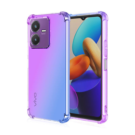 DABUNA Funda para Vivo Y22/Y22S Case Uso Rudo,Transparente Colores Degradados Protectora de Cámara Anticaída Carcasa Bumper(Púrpura Azul)