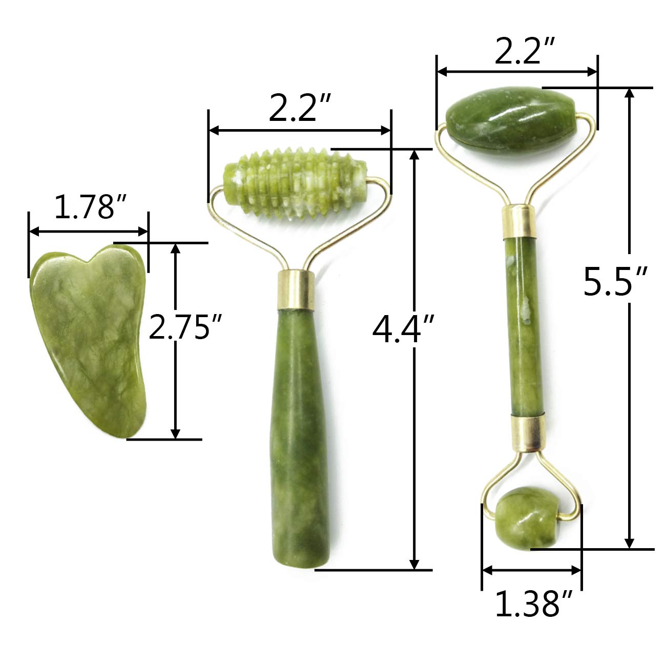 TIHOOD Gua Sha Sets de 6 unidades, paquete de 4 rodillos de jade faciales estriados de rodillo de piel con 2 piezas Gua Sha Raspando Herramientas de Masaje Anti Envejecimiento y arrugas para cara, ojo, cuello, cuerpo para masaje linfático