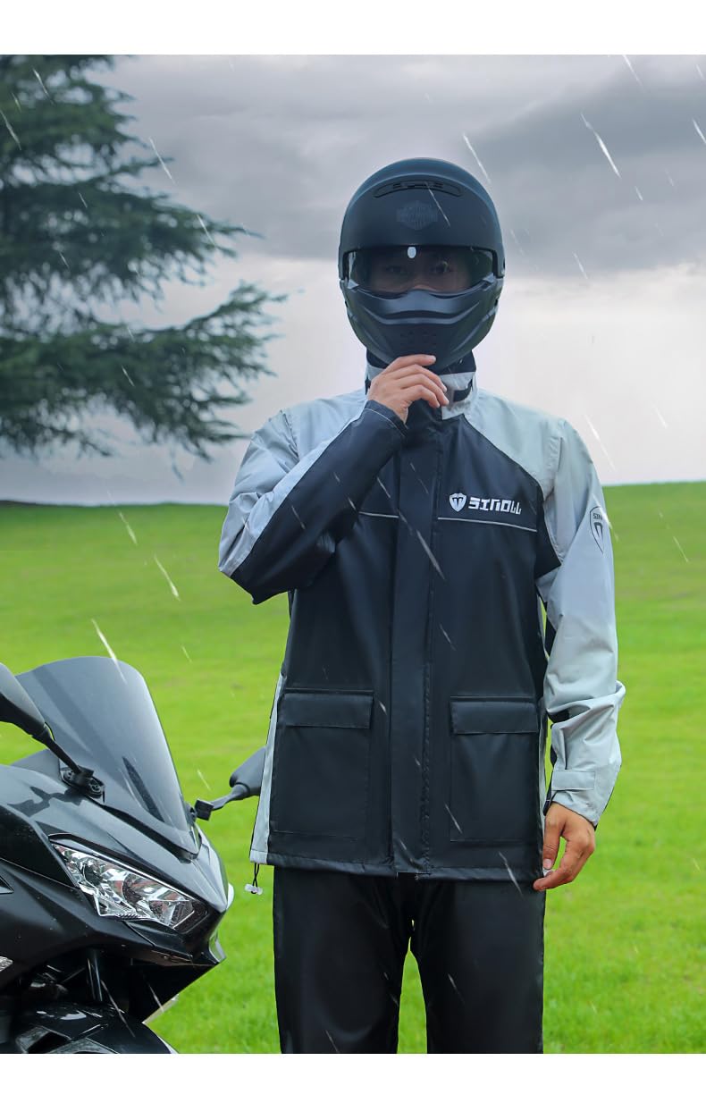 Traje Impermeable SINOLL Reflectante Motocicletas con Fundas Ocultas para Hombre y Mujer