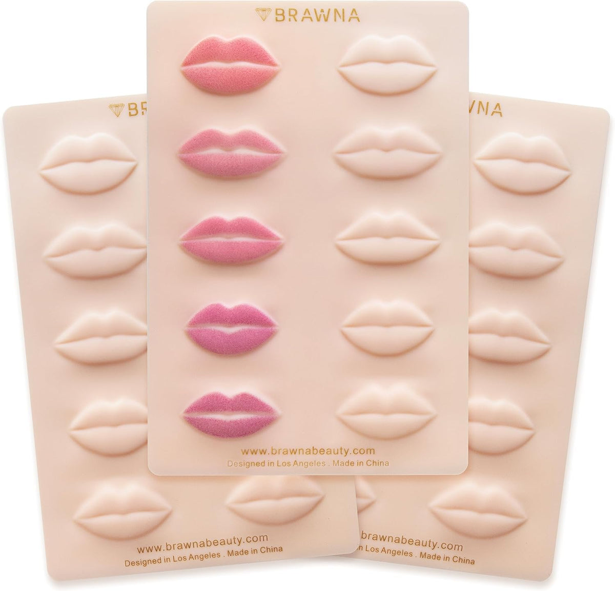 BRAWNA Piel de Práctica 3D Labios 3Pcs Maquillaje Permanente | Silicona Suave Textura Humana, 10 Formas Lip Blush