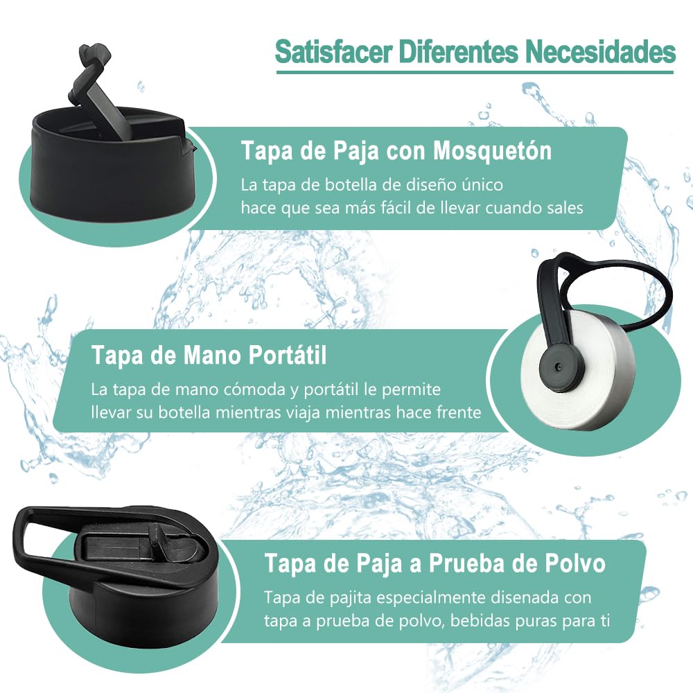 Free Wolf 40OZ Termo de Acero Inoxidable A Prueba de Fugas Con 3 Tapas y Asa, Doble Aislamiento Térmico para 24 Horas de Agua Fría y 12 Horas de Caliente