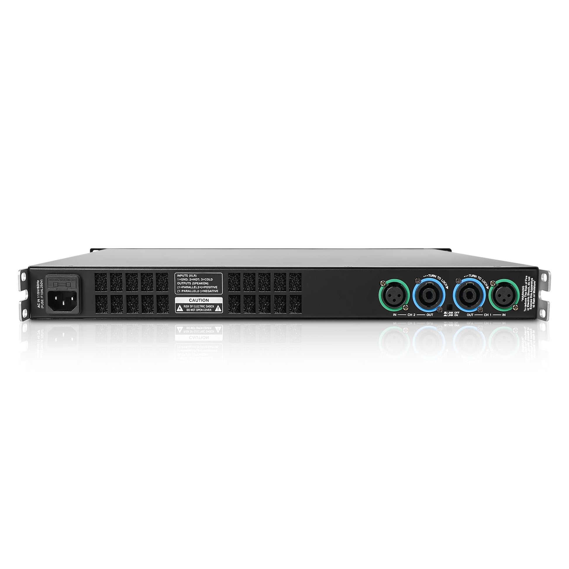 Amplificador de Potencia Sound Town Negro 2 Canales 1150W para Instalación y Conferencia