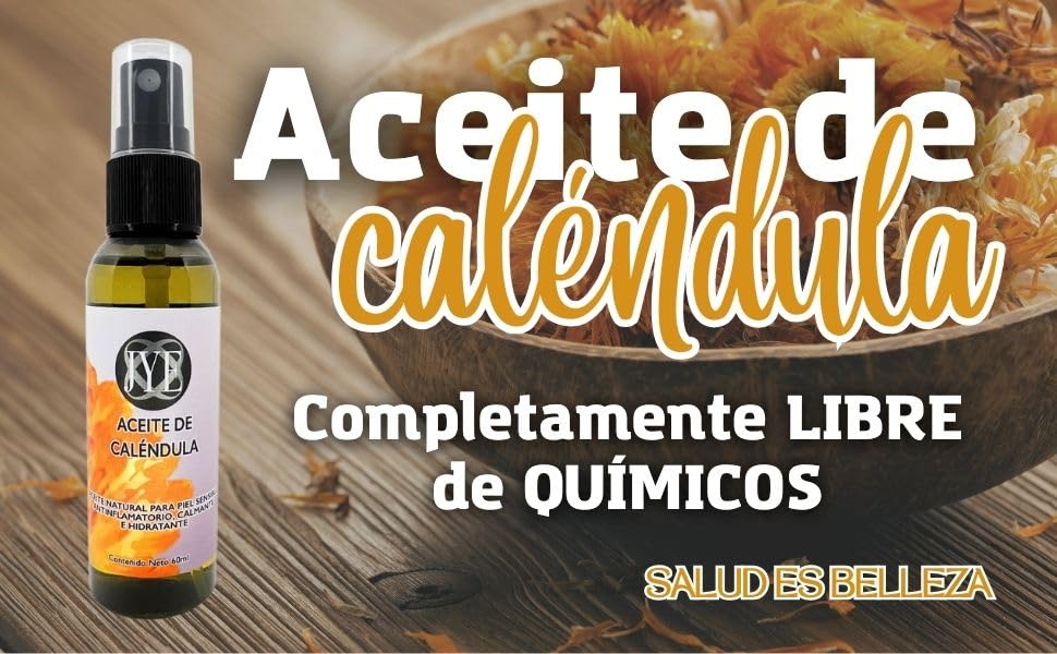 JYE 3 Frascos Aceite De Calendula Puro, Hidratación natural para piel sensible