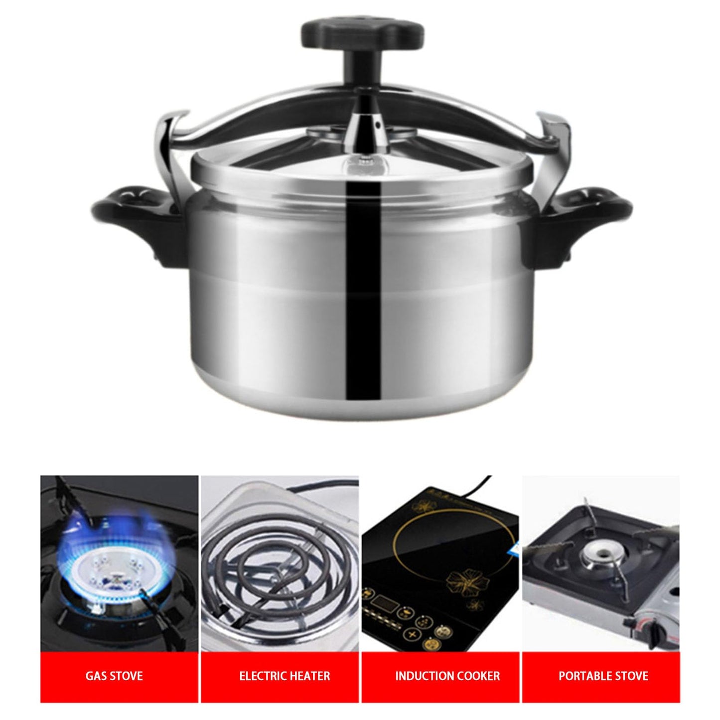 Fosa Olla a Presión de Acero Inoxidable, Olla a Presión de Utensilios de Cocina de Gran Capacidad a Prueba de Explosiones para Cocina de Inducción de Estufa de Gas de Arroz (5L)
