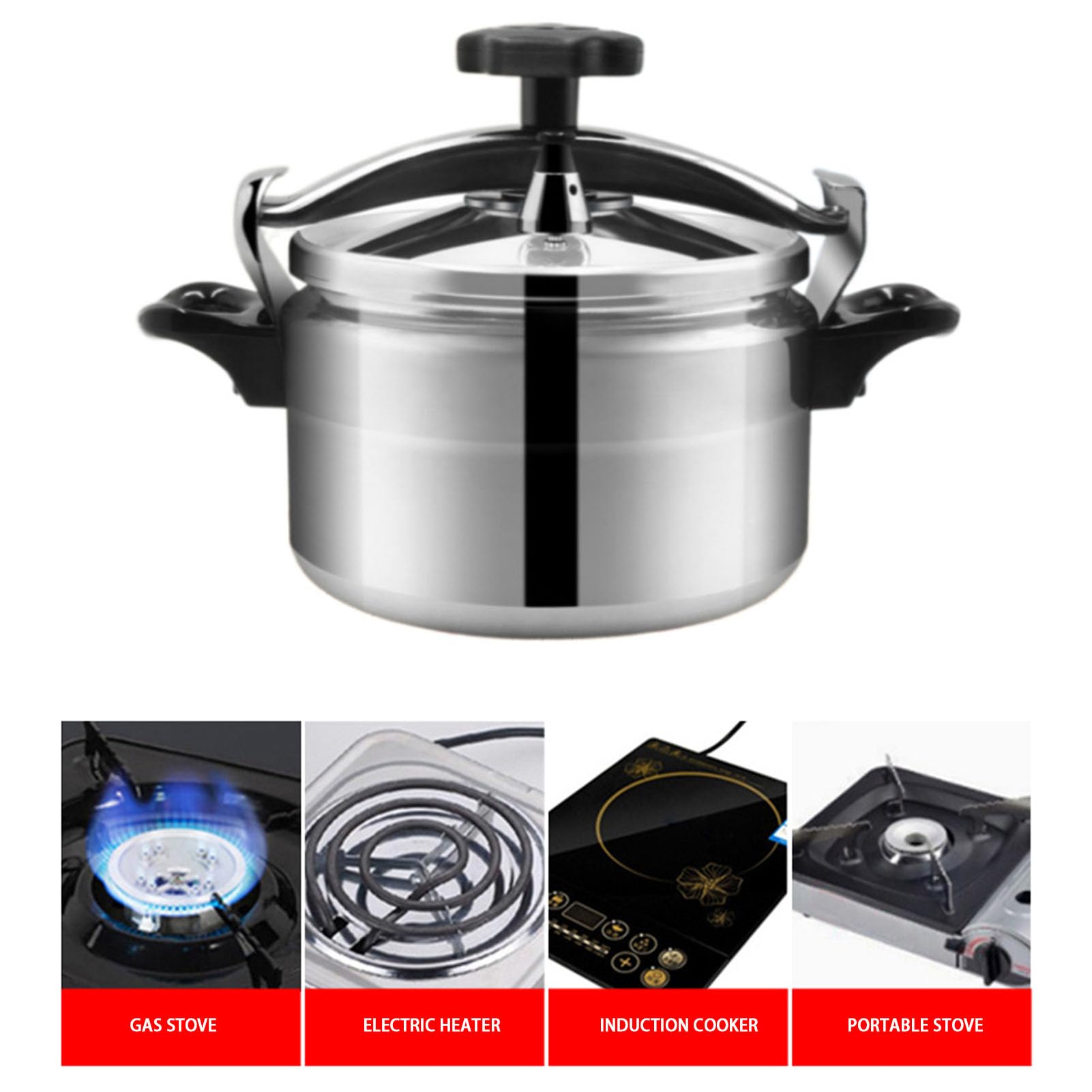 Fosa Olla a Presión de Acero Inoxidable, Olla a Presión de Utensilios de Cocina de Gran Capacidad a Prueba de Explosiones para Cocina de Inducción de Estufa de Gas de Arroz (5L)