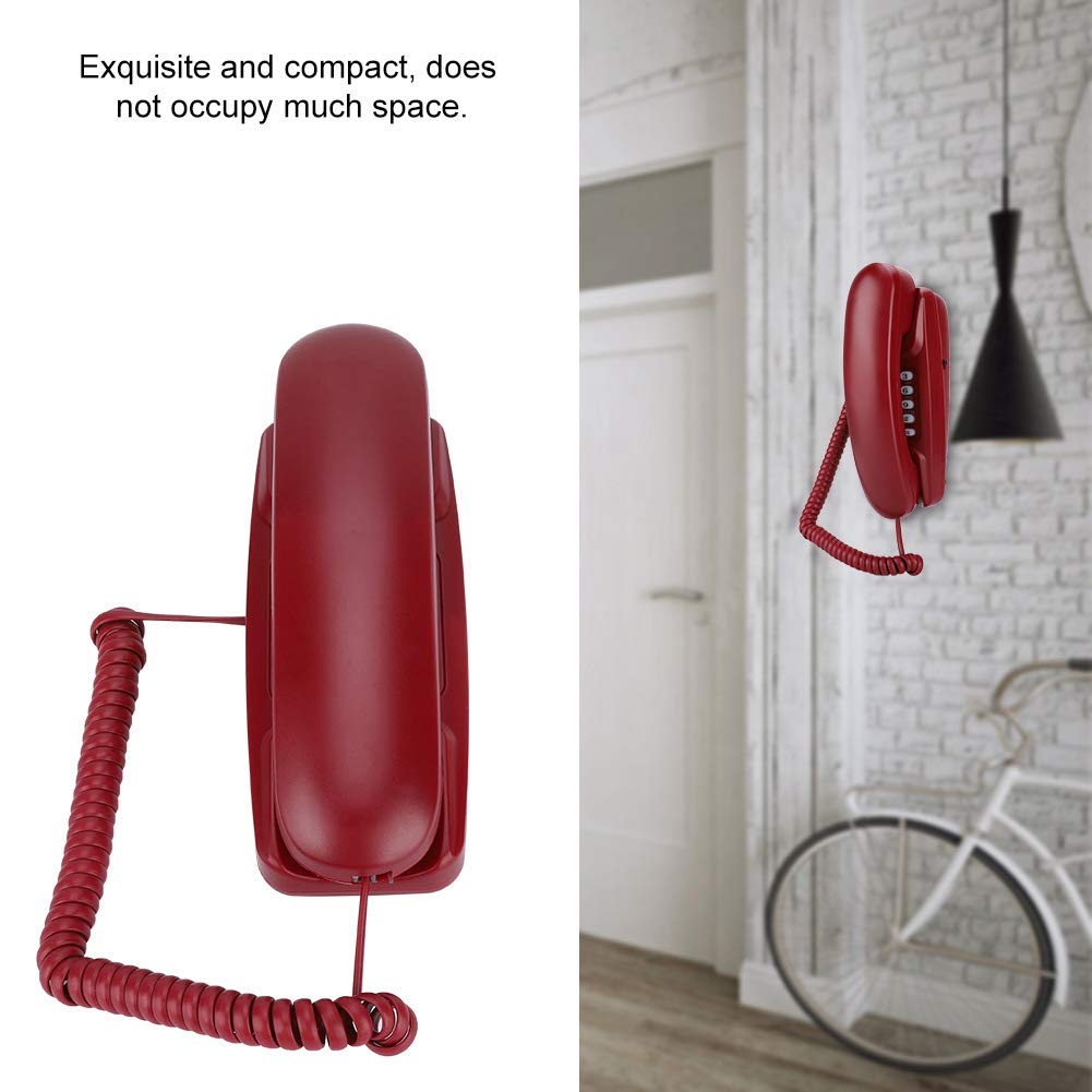 Wendry Teléfono de Pared, Teléfono Hotel con Cable, Fijo Sobremesa, Residencial para la Familia del Hotel, Diseño Clásico, Color Rojo
