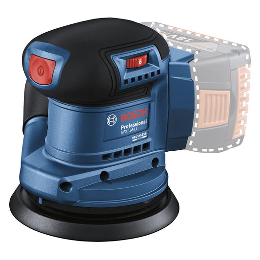 Bosch | Lijadora roto orbital inalámbrica | GEX 185-LI, 18V SB Brushless