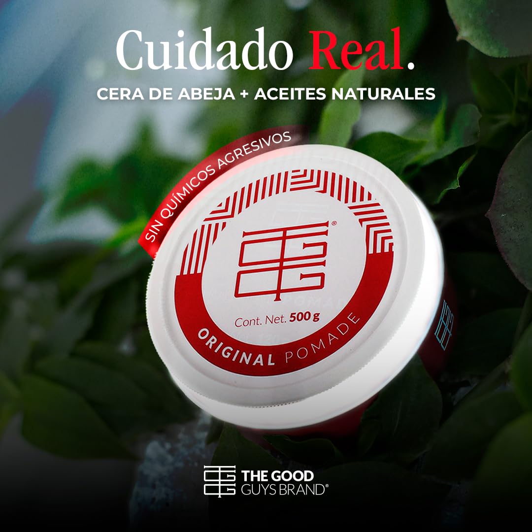 Cera para Cabello Hombre 500 gr | Original Pomade Fijación Media | Aspecto Brillante y Saludable | Pomada para Cabello Hombre Sin Químicos Agresivos | THE GOOD GUYS BRAND