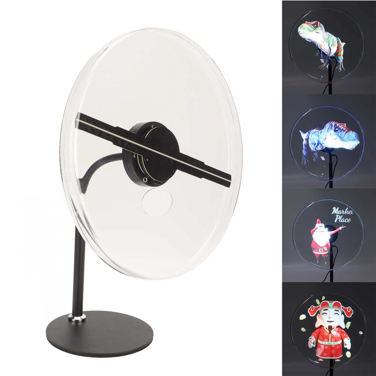 FOFY Ventilador de Exhibición de Publicidad de Holograma, Ventilador de Gota LED 3D 256 para Proyector Holográfico de Escritorio de Centro Comercial (Enchufe de EE. UU.)
