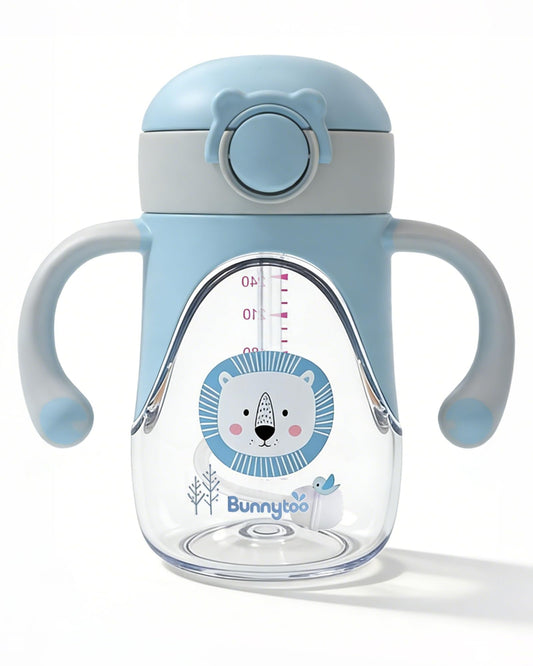 Taza para Bebé Bunnytoo Azul con Pajita Pesada y Boquilla de Silicona Suave 8 oz
