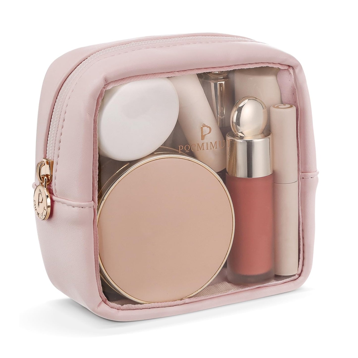 Pocmimut Bolsa de maquillaje,mini bolsa de maquillaje,bolsa organizadora,artículos esenciales de viaje, bolsa de maquillaje transparente para accesorios de coche para mujeres,Rosa