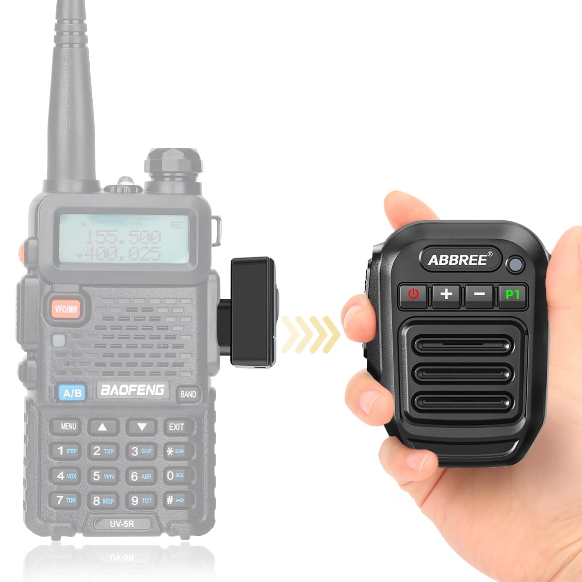 Micrófono de Mano ABBREE negro inalámbrico para Radio Ham y Accesorios Baofeng
