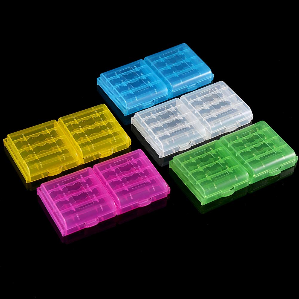 Asixx Caja Plástico, Estuches para Pila Batería,para Viajar,Acampar,IR de Excursión O En Casa.para Pilas AA 4pcs O Baterías AAA 5pcs