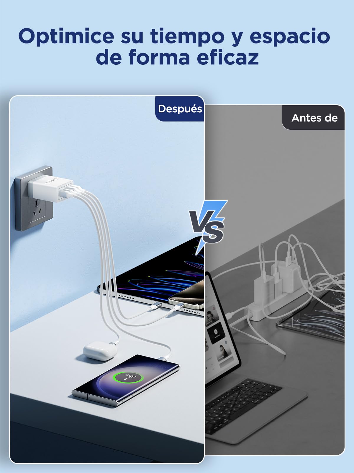 Cargador Tipo C Carga Rapida, Cargador iPhone USB C Cubo PD 40W 4-Puertos QC3.0 Rapido Adaptador Cuadro Cuadrito Charger para iPhone 16 Pro MAX 15 14 13 12 11 Samsung S24 Ultra S25 Xiaomi Huawei