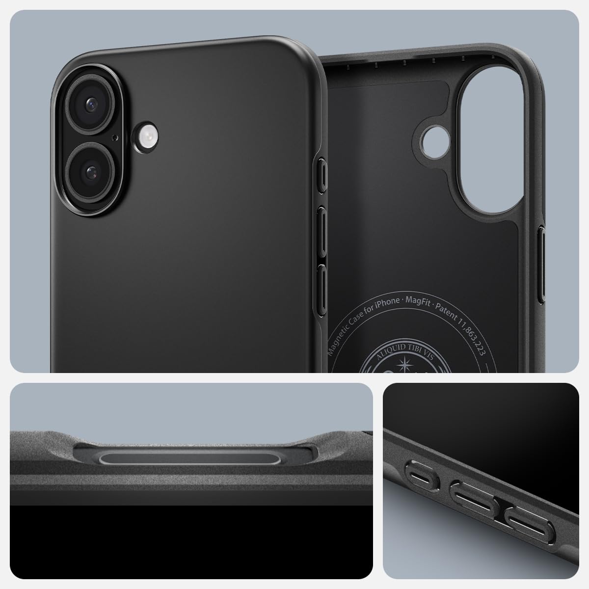 Funda iPhone 16 Spigen Negro MagFit de Ajuste Fino diseñada para Apple