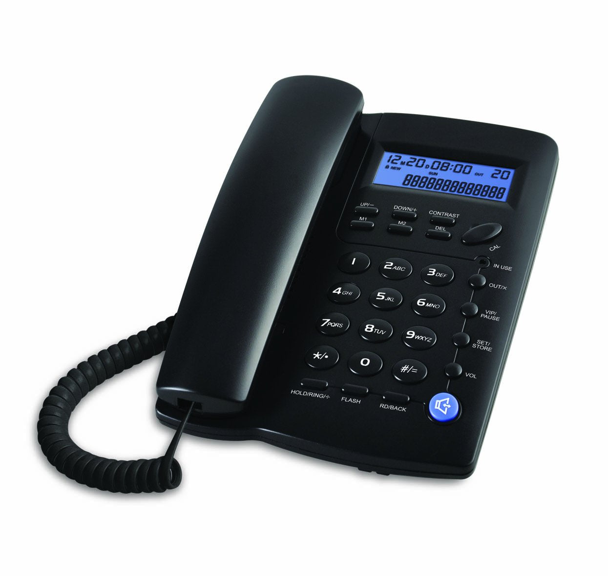 ORNIN Y043 Corded Telephone with Speaker, Display, Basic Calculater and Caller ID, Black