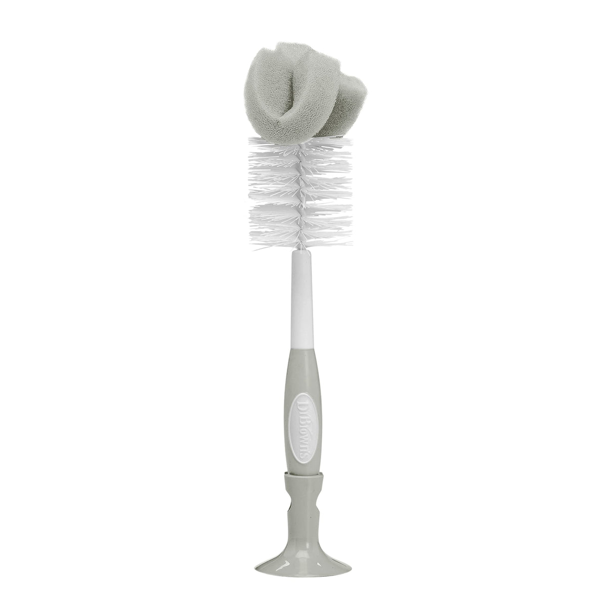 Dr. Brown's - Cepillo para Polvo de Limpieza para biberones con Esponja, depurador y Limpiador de pezones, Color Gris, 1 Paquete