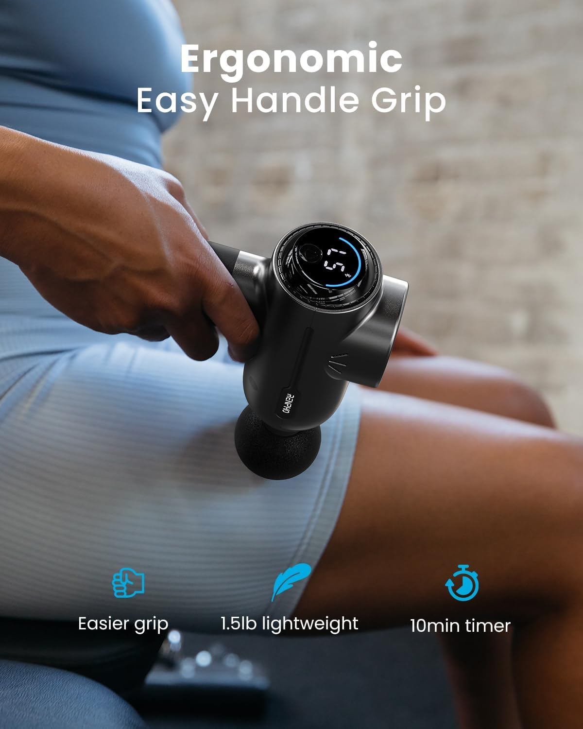 RENPHO Pistola de masaje activo con calor, pistola de masaje muscular de percusión para atletas, masajeador de tejido profundo de mano con 3200 rpm, 5 cabezales de masaje, 5 velocidades