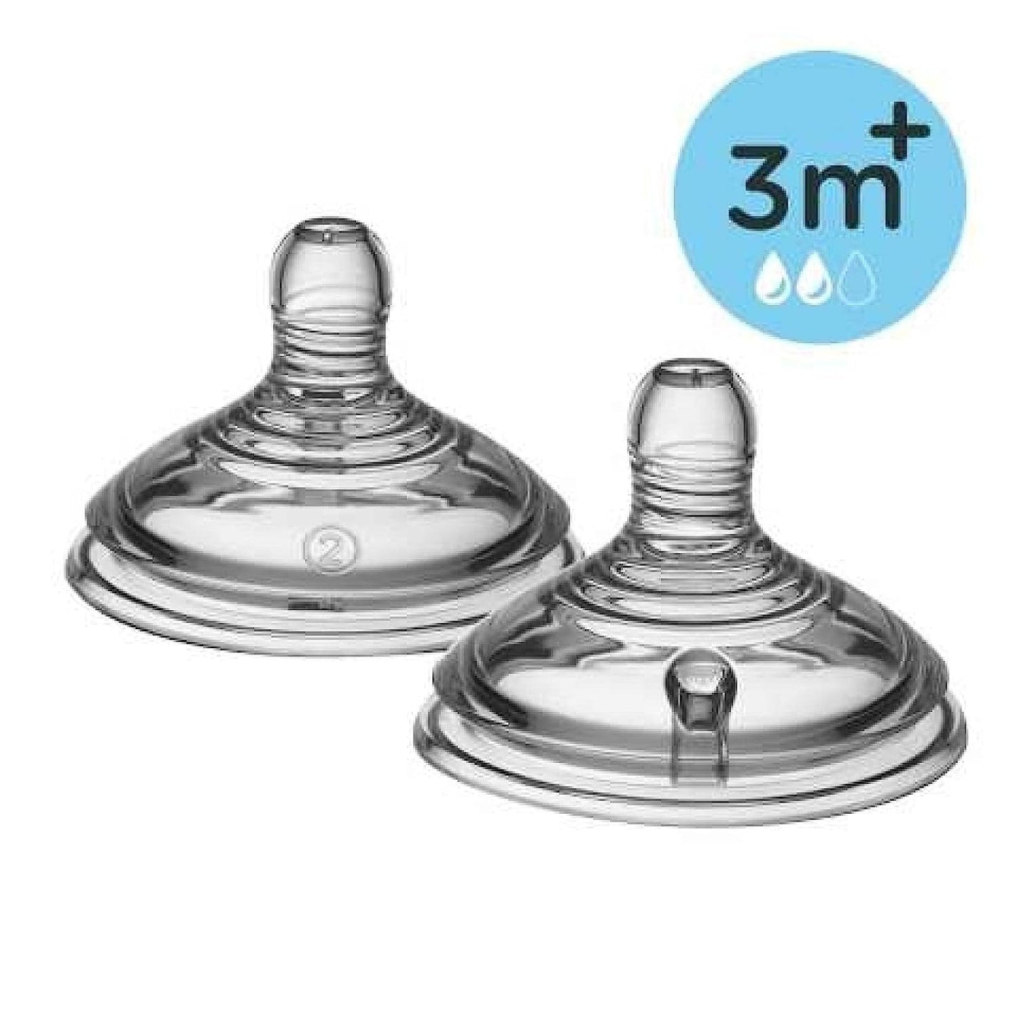 Tommee Tippee Closer to Nature Baby Bottle Teats, Breast-Like, Anti-Colic Valve, Soft Silicone, Medium Flow, 3m+, Pack of 2