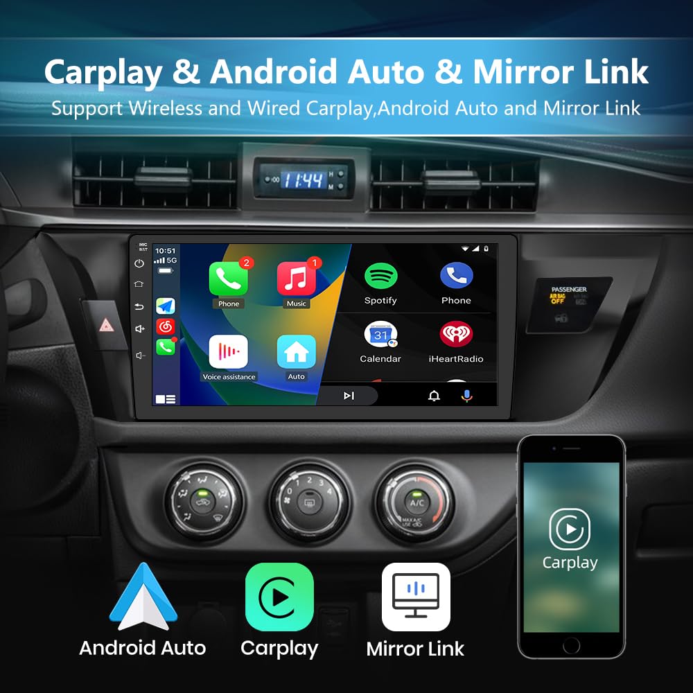 Vratzn Android 13 Radio de coche estéreo para Toyota Corolla 2014 2015 2016 con Carplay Android cámara de respaldo automático Bluetooth