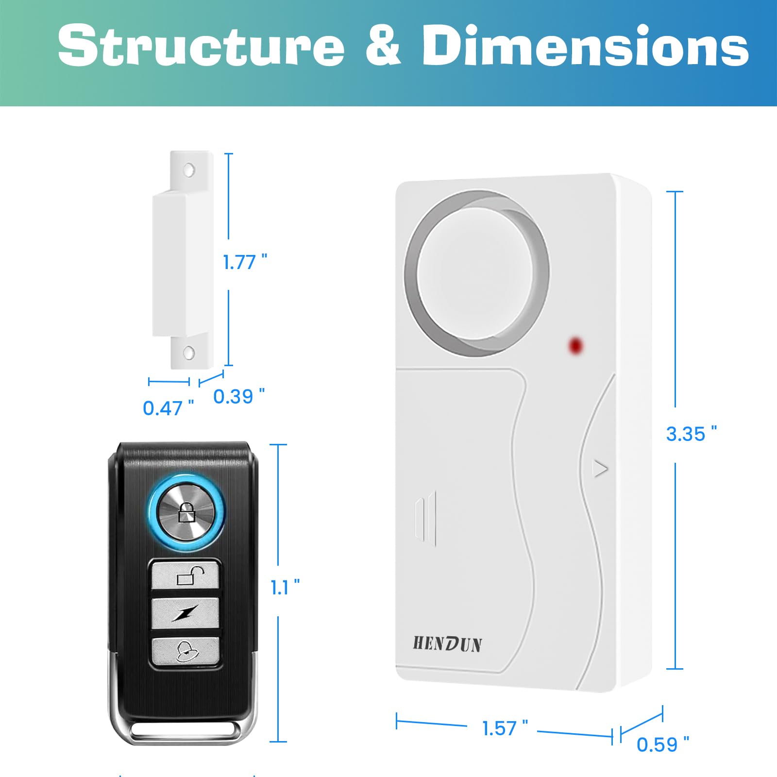 HENDUN - Alarmas de puerta cuando se abren con mando a distancia, campanas de puerta, sensor de seguridad de puerta para seguridad de niños (paquete de 2)