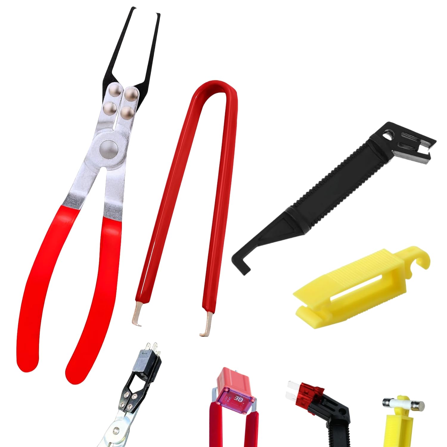 Funayama - Alicates para extracción de relés, alicates para extracción de fusibles, herramientas automotrices, extractor de fusibles, extractor de fusibles, alicates para extracción de terminales de