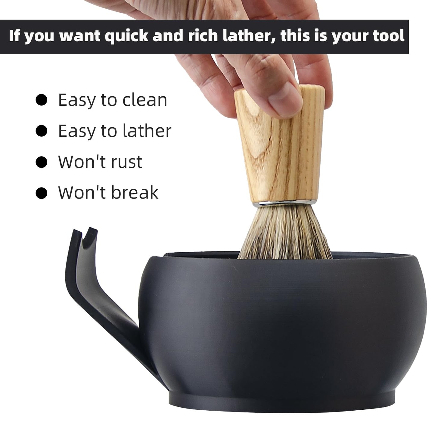 Grandslam - Tazón de afeitar con crestas, taza de afeitar con soporte para brocha, jabón, cuenco de afeitar para crema de afeitar y jabón, duradero y mantiene el calor por más tiempo, espuma rica y